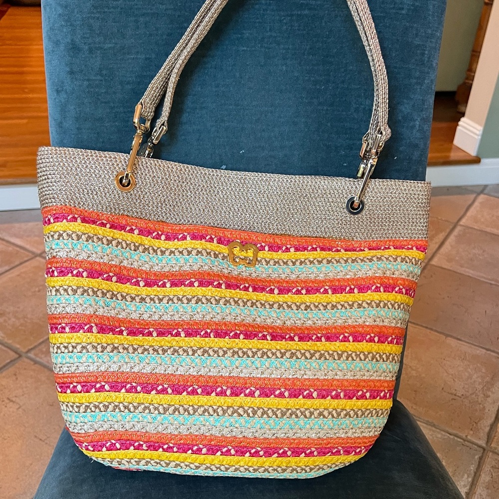 Eric Javits multi-color Squishee straw bag, never been used